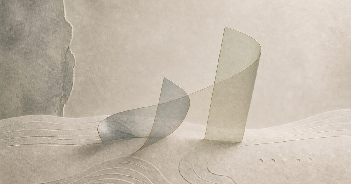 Abstract translucent vellum forms rising from embossed parchment for an ACA Marketplace data matching issue guide